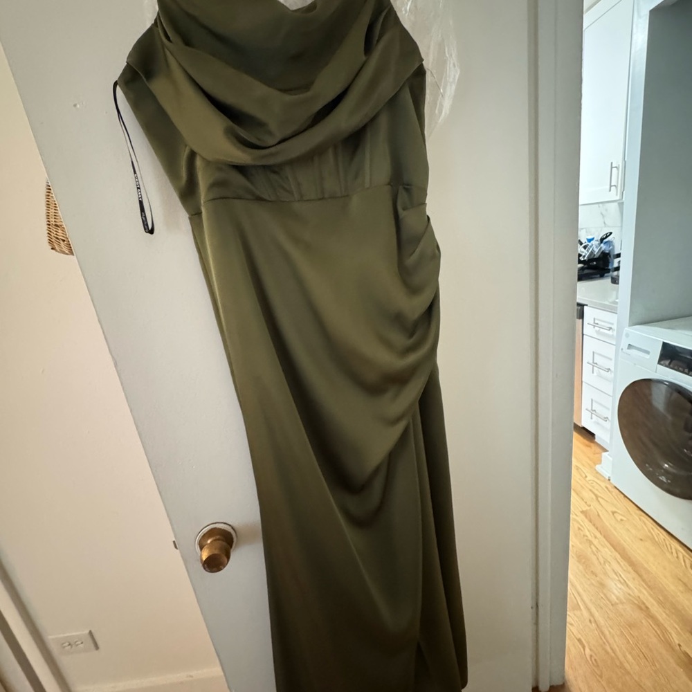 Elegant Olive Green Evening Dress